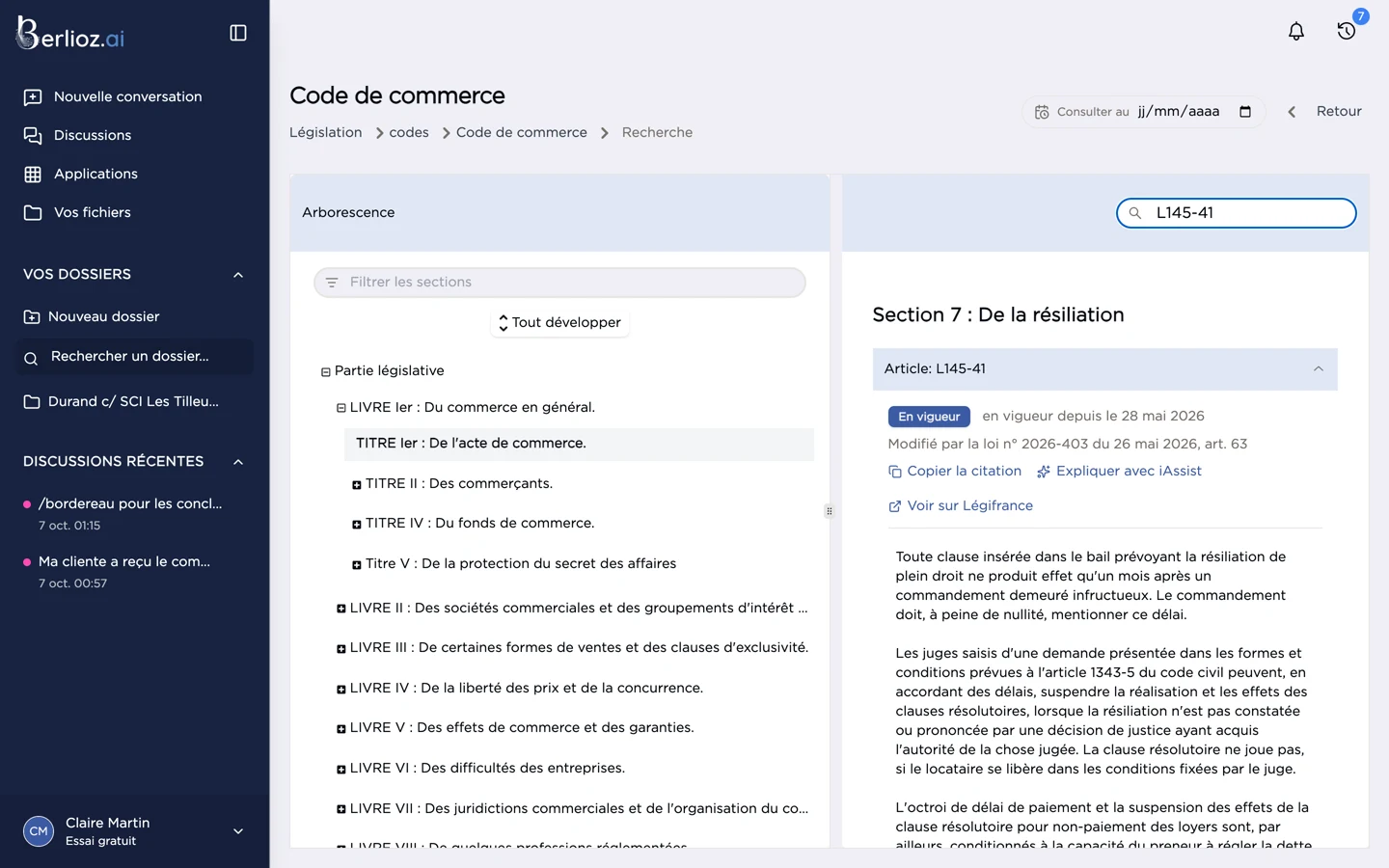 Un article du Code de commerce